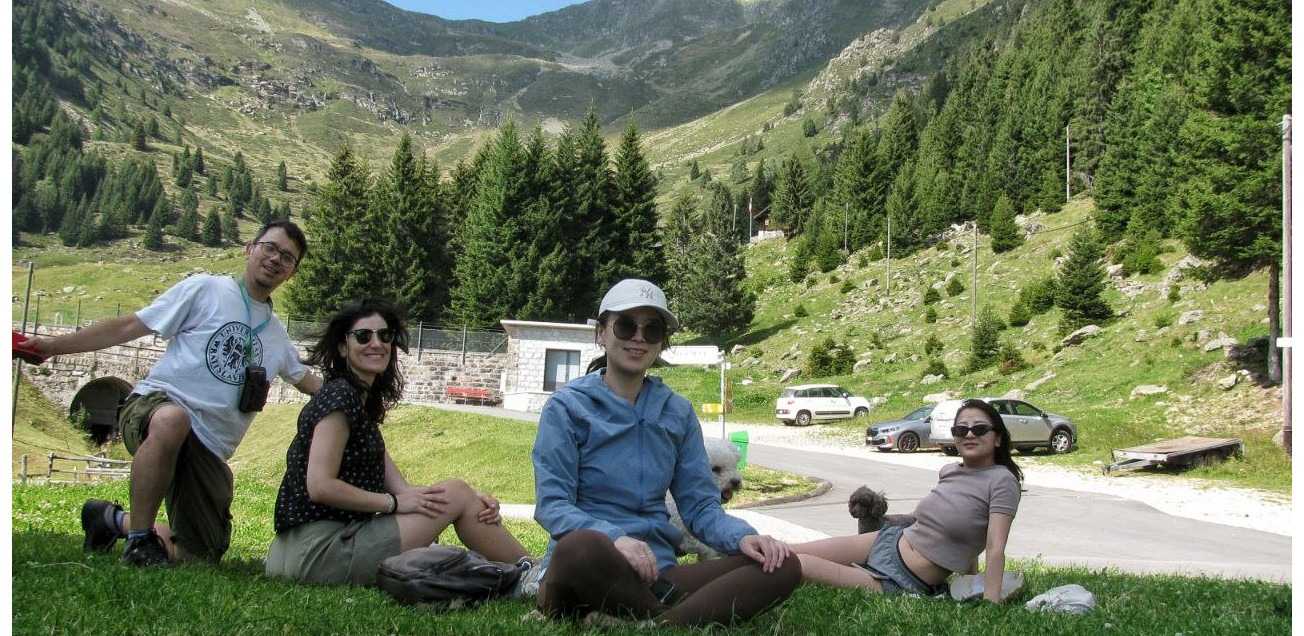Members of the Milan Weekend Explorer Group relax during their hike in Locarno
